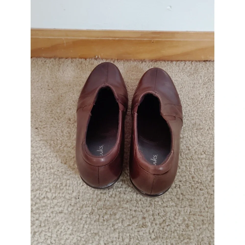 Clarks Unstructured Un.Loop‎ 80443 Women 7 Brown Leather Slip‑On Comfort Shoes